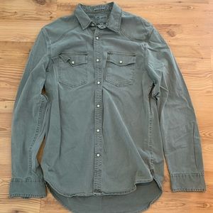 Lucky Brand Pearl Snap Work Shirt, M, Olive